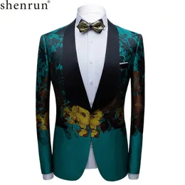 Shenrun Men Blazer舞台衣装宴会の結婚式の新郎Tuxedo Jacket Party Promホスト歌手ダンサーボールミュージシャンビッグショールラペル201104