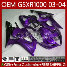OEMのフェアリング100％フィット鈴木1000cc K3 GSX-R1000 03-04 Body 67NO.219 GSXR 1000 CC GSXR1000 2003 2004 K 3 GSX R1000 GSXR-1000 03 04射出成形ボディワーク紫色の炎