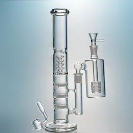 Szklane Bong Blisko Narokiełki Perc Oil Dab Rigs Triple Grzebień Perkolator Rury wodne 18mm Złącze żeńskie z miską Banger Ash Catcher