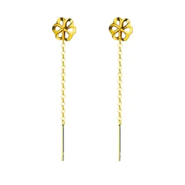 Nymph Genuine 18k AU750 Gold Gold Simples Plum Blossom Design para Mulheres Brincos de Tassel Fine Jewelry 2020 E527