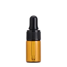 Amber Mini Glass Bottle 1ml Ambers Sample Vial Small Essential Oil Bottle with Glasses Eye Dropper