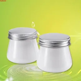 80 g entzückendes PET-Kunststoffglas, 80 ml weißes Kosmetikverpackungsglas mit Aluminiumkappe, handgefertigter Peeling-Cremebehälter F2017772, gute Qualität