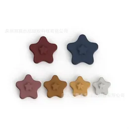 Pure Color Kids Souptoys Five Pointed Star Shaped Baby Food Grade Silicone Building Blocks Toys A Set Of Six 24 42jn J2