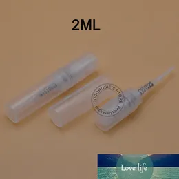100st tomt 2ml mini plastspray parfymflaska, mini påfyllningsbar flaskprov parfym dimma atomizer