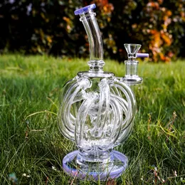 Super Cyclone 12 Recycler Tube Glass Bong Dab Oil Rigs Vortex Recycler Perc Water Pipes 14mm Female Joint With Bowl 8 Inch Hookahs