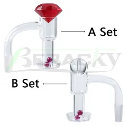 Beracky Two Styles Flat Top Smoking Terp Slurper Quartz Banger With Glass Diamond Marbles Cap Ruby Pearls Set 2.5mm Wall 20mmOD Slurpers Nails For Water Bongs Dab Rig