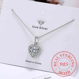 Top Kwaliteit 925 Sterling Zilver Forever Love Hart Grote Enkele Cz Charm Hanger Ketting Sierlijke Sieraden Voor Vrouwen Lady Valentine