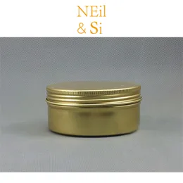 50г Gold Metal Jar Empty Cosmetic Уход за кожей Крем Лосьон Алюминиевые бутылки Кофе в зернах Упаковка Контейнеры Бесплатная доставка