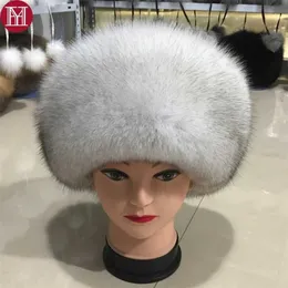 Мода стиль роскоши зима русская натуральная реальная меховая шляпа женская теплая хорошее качество 100% подлинная кепка 211229