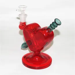 6" Narghilè Bong di acqua di vetro a forma di cuore Heady Mini Pipe Dab Rigs Piccolo Bubbler Beaker riciclare la piattaforma petrolifera