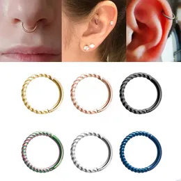 Segment ze stali nierdzewnej Segment Click Hoop Nose Ring Piercing Twist Helix Cartilage Kolczyk Tragus Biżuteria 8mm