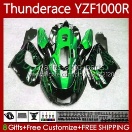 Fairings For YAMAHA YZF1000R Thunderace YZF 1000 R 1000R 96-07 87No.94 YZF-1000R 1996 1997 1998 1999 2000 2001 2002 2007 YZF1000-R 96 03 04 05 06 07 Body Kit Green flames