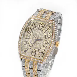 Relógios de pulso hip hop luxo relógio de quartzo relógio impermeável relógios diamante mens bling gelado de aço inoxidável 316L