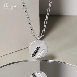 Thaya Design Silver Street Styl Silver Color Plated 18k Gold Cyrkon Naszyjnik Wisiorek 45 CM Łańcuch Krzyż Dla Kobiet Fine Jewelry Q0531