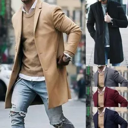新しい到着のファッションの男性のトレンチコートの暖かい厚いジャケットウールピーコートロングオーバーコートトップスWinter1