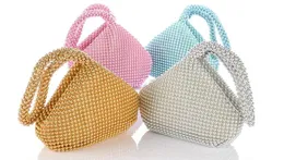 Nowy 2022 Candy Color Luksusowe Torby Wieczorowe Kobiety Tote Beaveded Clutches Wrist Bas, Mini Uchwyt, 02