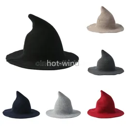 Halloween czarownica kapelusz mężczyźni i kobiety wełniane dzianiny kapelusze moda solidna dziewczyna prezenty Party fantazyjna sukienka DHL EE0116