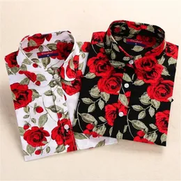 Women's Blouses & Shirts Dioufond Women's Floral Print Cotton Women Vintage Turn-Down Collar Tops Ladies Work Long Sleeve Blouse1