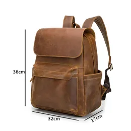 Aetoo Handmade Leather Men Backpack, Vintage Casual Head Leather Shoulder Bag, Female Mad Horse Leather Travel Computer Bag 2022