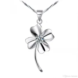 Blommahalsband för älskare smycken billig mode hänge halsband imitation 925 sterling silver halsband klöver fyrblad