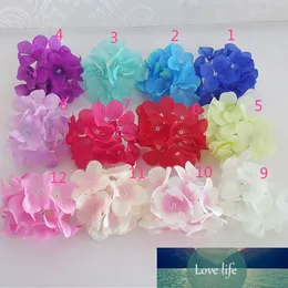 20PCS 13Colors 12cm 인공 작은 수국 꽃 머리 DIY 결혼식 꽃다발 꽃 벽 아치 화환 홈 장식