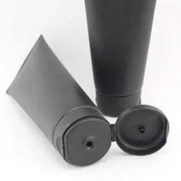 200g tom svart mjukrör påfyllningsbar plast lotion kosmetisk förpackning flaska behållare skruv lock 30pc / parti