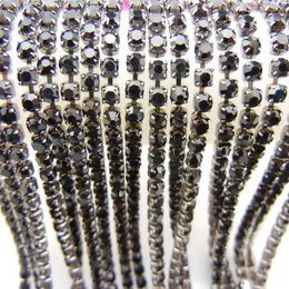 10 jardas / rolo preto rhinestone garra preto 2mm 2.5mm 2.8mm 3mm 4mm costurar na cola na cadeia de copo de base de metal para vestuário de ornamento diy