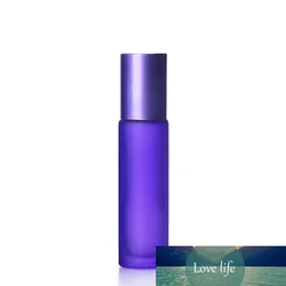 3 Stück 10 ml tragbare mattierte violette dicke Glasroller-Parfümflaschen für ätherische Öle für die Reise, nachfüllbare Rollerball-Flasche