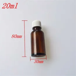 10 pcs 30x80 mm Brown Glass Essential Oil Bottles With White Plastic Common Screw Cap DIY 20 ml Empty Containers