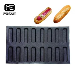 Meibum 16 Cavity Porous Silicone Bread Mold Party Long Loaf Pan Eclair Baguette Bun Mould Non Stick Bakeware Baking Tools Y200612