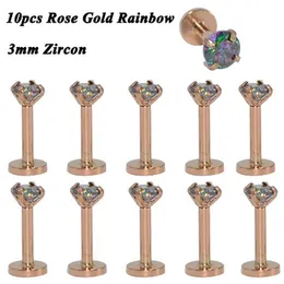 10 pezzi Labret Trago Orecchino cartilagineo 16g Polo Cz Gemma Rotonda Trago Anello per labbro Opale Labret Orecchio cartilagine Orecchino Gioielli penetranti Q jllkgs