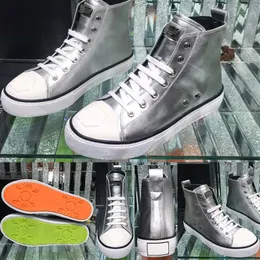 Designer Megastar Mens High Top Silver Shoes Luxury Metal and Soft Leather Shoe Brand Quality Milan Fashion Design Storlekar 38-46 med originallåda