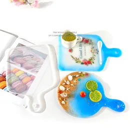 DIY Drop Mold Handle Tray Mold Transparenta Silikonhartsformar Fruktfack Coaster Craft Tools 9041