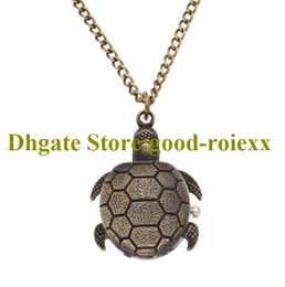 Fashion Beautiful Tortoise Women's Men Pocket Watch Necklace Accessories Sweater Chain Ladies Hanging Mens Pocket Keychain Watches AA00200