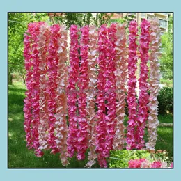 80"(2Meters) Long Artificial Silk Flower Hydrangea Wisteria Garland For Garden Home Wedding Decoration Supplies 8 Colors Available Drop Deli