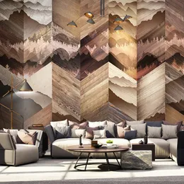 Custom Wallpaper Murals Pine Tree Forest Wood Board Grain 3D Väggmålning Modern Living Room Study Dekoration Väggmålning