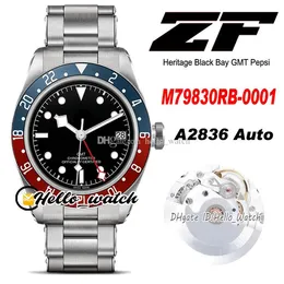 ZF GMT ペプシ 41mm 79830 A2836 自動巻きメンズ腕時計ブルーレッドベゼルブラックダイヤル M79830RB-0001 ステンレススチールブレスレットデイトウォッチ HWTD Hello_Watch C02