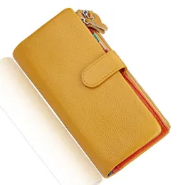 Wallets Multi Function Card Holder Purse Solid Color More Than 24 Cards 2021 Genuine Leather Long Women's Wallet1