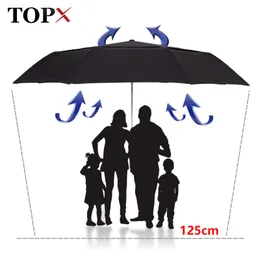 Starker Windwiderstand 125 cm großer automatischer Regenschirm Männer Doppelschicht 3 faltbare Paraguas Golf Regenschirm Regen Frauen Reise Sonnenschirm 201112