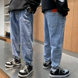 Spring New Teenage Boys Dżins Pants Ubrania dla dzieci swobodne luźne dżinsowe spodnie 4-16 lat Dzieci Streetwear All-Match Clothing1