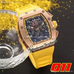 2022 A21J Automatic Mens Watch Rose Gold Skeleton Dial Big Date Yellow Rubber Strap 7 Styles Sports Watches Wristwatches Puretime01 011-rgc3
