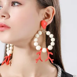 Nowa Moda Okrągły Zroszony Koral Wisiorek Długie Kolczyki Temperament Kreatywny Akryl Kolczyki Dla Kobiet Akcesoria Biżuteria