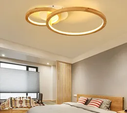 Nordic teto LED de madeira clara lâmpada quarto sala moderna rodada levou teto lâmpada personalidade criativa