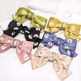 Daisy Knotted Bow Hairpin Women Hair Clips Hair Jewelry Accessories Barrettes Girls Headwear Headdress Print Spring Clips