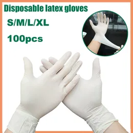 100pcs Disposable Latex Gloves White Non-Slip Acid and Alkali Laboratory Rubber Latex Gloves Household Cleaning Products XL Y200421