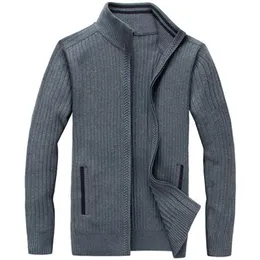 メンズセーターメンズ編み物ジャケット秋冬ジッパースリムフィット厚い暖かいカジュアルニットスタンドカラー