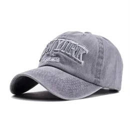 089a luksus-ozyc mył 100% bawełniany kapelusz baseballowy dla kobiet mężczyzn vintage tata nowojorski list haftowy czapki sportowe na świeżym powietrzu