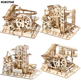 Robotime 4 Kinds Marble Run Game DIY Wooden Model Building Kits Assembly Toy for Children Birthday Gifts LJ200928