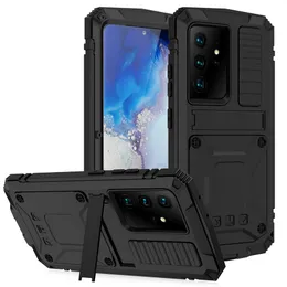 Capa protetora de corpo inteira choque à prova de choque caixa de liga de alumínio kickstand + protetor de tela para iphone 12 pro max xs xr galaxy s21 s20 nota 20