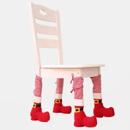 Christmas Chair Foot Cover Red Striped Restaurant Table Foot Cover Houseware Table Chair Protection Covers Textured Xams Decoration K1082